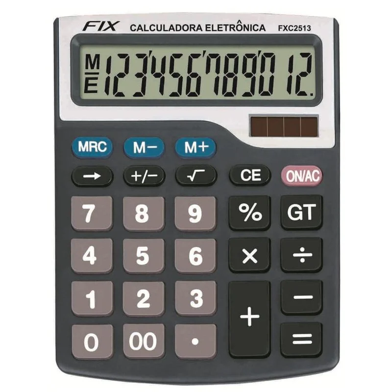 Calculadora Grande 12 Dígitos Pilha FXC2513 – Fix