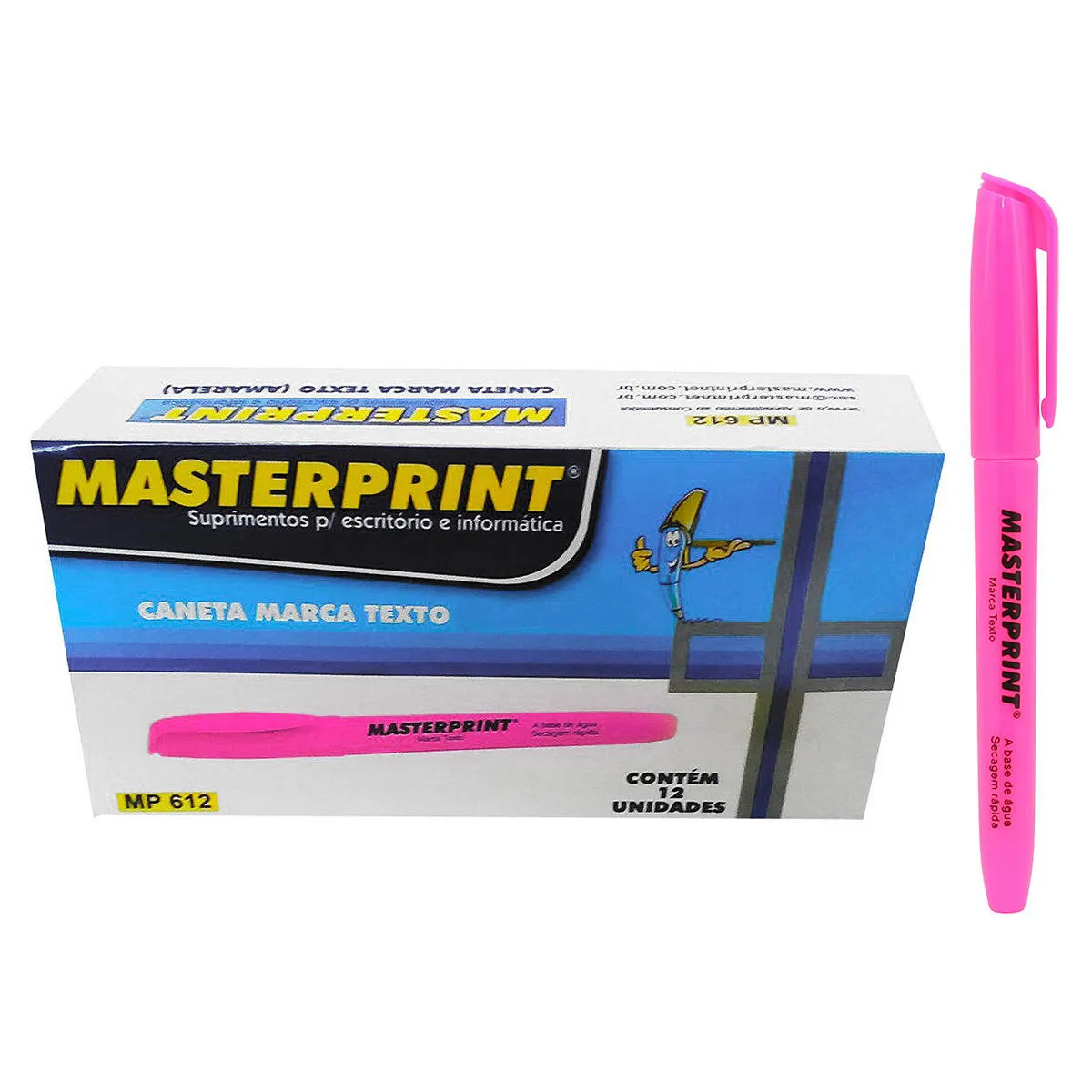 Caneta Marca Texto Rosa Caixa 12 Unidades – Masterprint