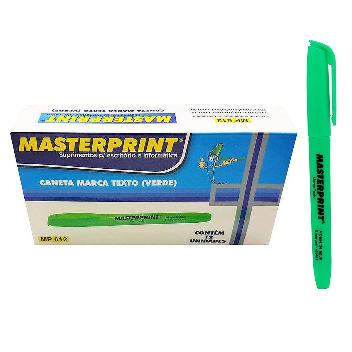 Caneta Marca Texto Verde Caixa 12 Unidades – Masterprint
