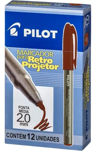 Caneta Retroprojetor Marrom 2.0 Caixa 12 Unidades – Pilot
