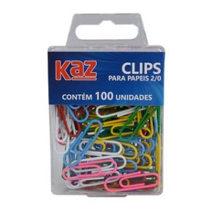 Clips 2/0 Colorido Caixa com 100 Unidades – Kaz