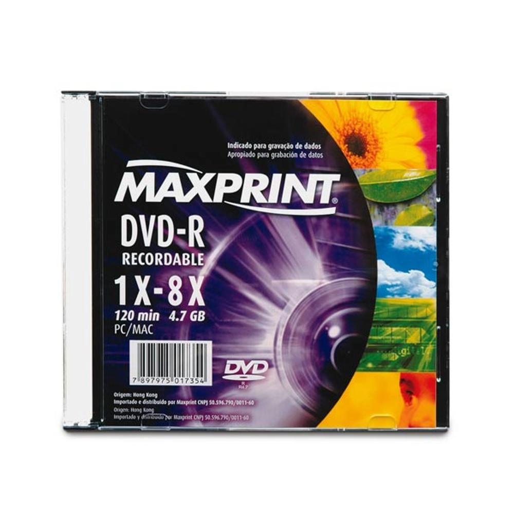 DVD-RW Regravável Slim 120min 4.7GB 1x-8x – Maxprint