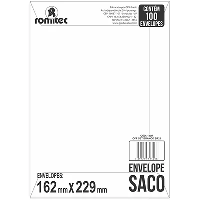 Envelope 16×22 Branco 100 Unidades – Romitec