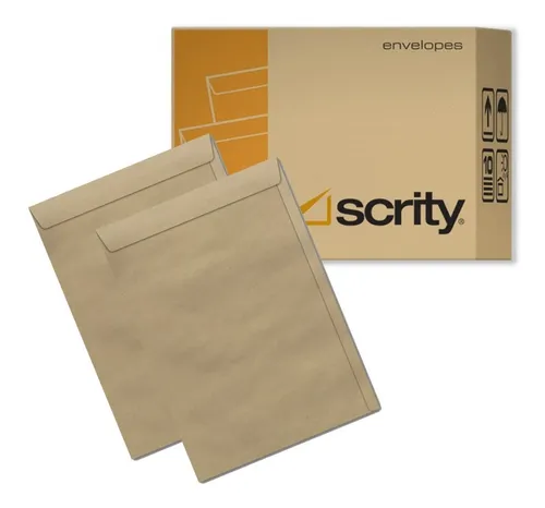 Envelope 17×25 Kraft Natural 250 Unidades – Scrity