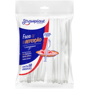 Faca Descartável Branca Pacote 50 Unidades – Strawplast