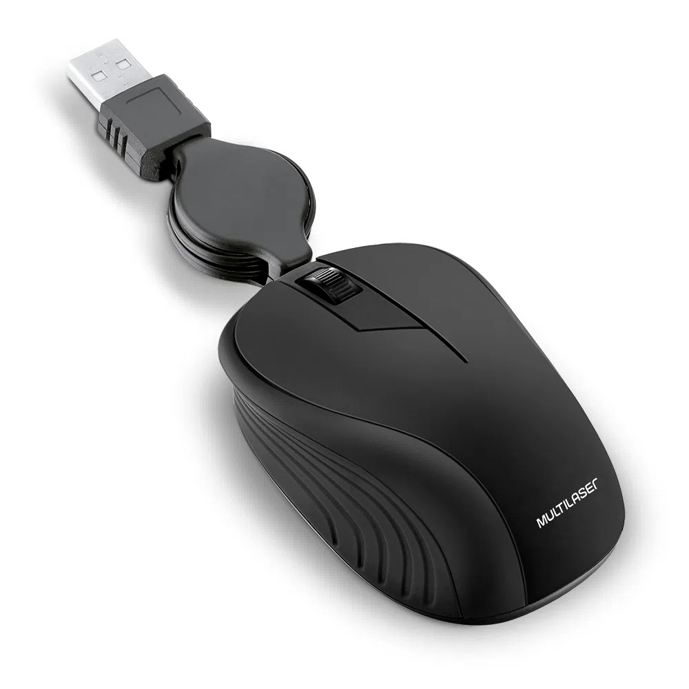Mouse Óptico USB para Notebook Retrátil Preto – Multilaser