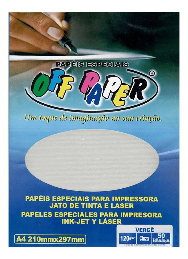 Papel Vergê 120g A4 Cinza com 50 Folhas – Off Paper