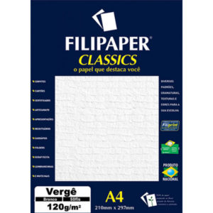 Papel Vergê A4 Branco 120g/m2 210x297mm 50 Folhas – Filipaper